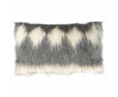 Coussin rectangle losange en laine gris 40x70
