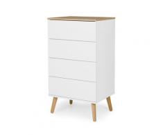 Commode haute scandinave 4 tiroirs blanc