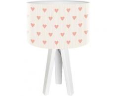 Lampe de chevet enfant trépied blanc abat jour beige et rose