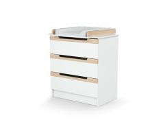 Commode à langer blanc et hêtre verni