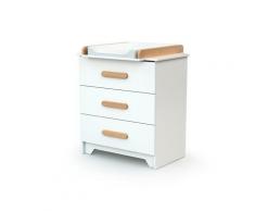 Commode à langer blanc et hêtre verni