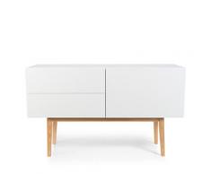 Buffet design 1 porte 2 tiroirs scandinave blanc