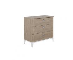 Commode 3 tiroirs effet chêne Bébé - 95 x H91 cm