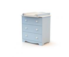 Commode à langer 3 tiroirs - bleu blanc et bleu