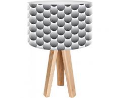 Lampe de chevet enfant trépied bois abat jour noir et blanc