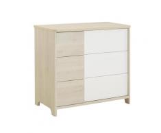 Commode 3 tiroirs bois et blanc Enfant - 95 x H91cm