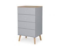 Commode haute scandinave 4 tiroirs gris