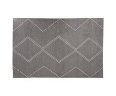 Tapis design 'CYCLIK' 200x290 cm gris foncé avec motifs zigzags - intérieur / extérieur