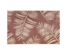 Tapis design 'SEQUOIA' 200x290 cm rouge-marron avec motifs feuilles de palmier - intérieur / extérieur