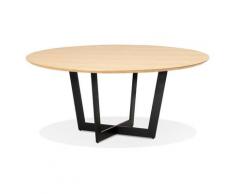Table de salle à manger ronde 'LULU' en bois finition naturelle et métal noir - Ø120 cm