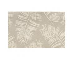 Tapis design 'SEQUOIA' 200x290 cm beige avec motifs feuilles de palmier - intérieur / extérieur