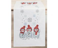 Chemin de table à broder "3 bonshommes de neige"