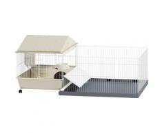 Cage cochon d'inde rongeur parc amovible tapis imperméable balcon bol rampe 4 roulettes acier pp