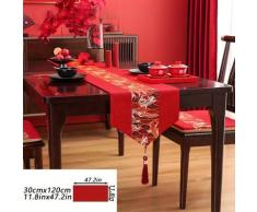 TEMU 1pc Chemin de table pour le An chinois, nappe rouge en polyester, motif tissé rectangulaire, décoration de fête , décoration de cuisine à , décoration de table de salle à manger