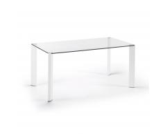 Table Spot 160x90 cm, blanc et verre