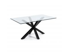 Table Argo 160 cm verre pieds noir