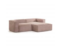 Canapé d'angle droite Blok 2 places velours côtelé rose 240 cm