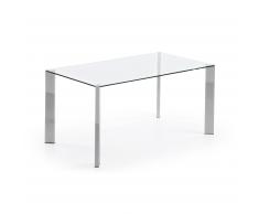 Table Spot 160x90 cm, argent et verre