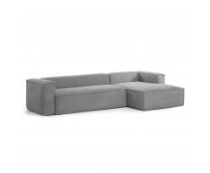 Canapé d'angle droite Blok 3 places velours côtelé gris 330 cm