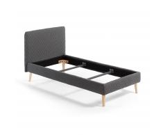Lit Dyla rembour 90x190 cm gris