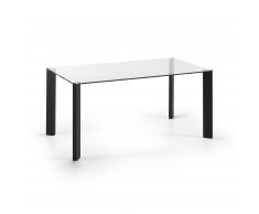 Table Spot 160x90 cm, noir et verre