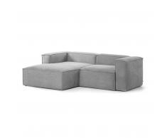 Canapé d'angle gauche Blok 2 places velours côtelé gris 240 cm