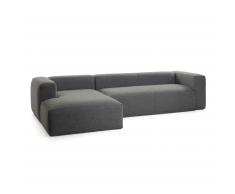 Canapé d'angle Blok 3 places fixe gauche gris foncé 330 cm
