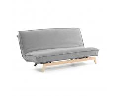 Canapé-lit Eveline gris structure bois