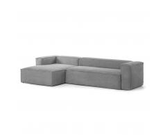 Canapé d'angle gauche Blok 3 places velours côtelé gris 330 cm
