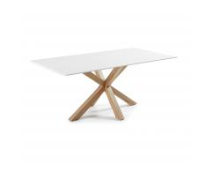 Table Argo 200 cm mélamine blanc pieds effet bois