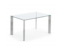 Table Spot 140x90 cm, argent et transparent