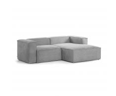 Canapé d'angle droite Blok 2 places velours côtelé gris 240 cm