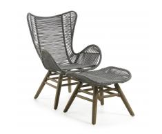 Fauteuil Zabel avec repose-pieds gris
