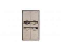Armoire 4 portes en bois massif d'acacia et métal brossé - Amylton
