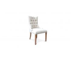 Chaise capitonnée tissu couleur lin pieds bois - Medicis