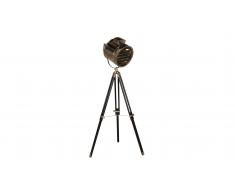 Lampadaire tripode style projecteur cinéma bois et inox - Movies