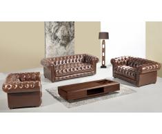 Salon chesterfield en cuir Bycast Vivaldi canapé 3pl + 2 pl+ fauteuil