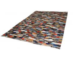 Salta - Tapis peau de vache patchwork multicolore