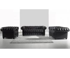 Salon Chesterfield cuir - Vivaldi - canapé 3 pl. + 2 places + fauteuil