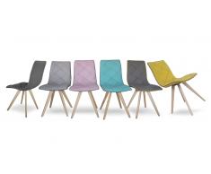 Chaise capitonnée tissu pieds bois design scandinave - Solvig
