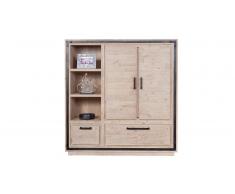 Armoire en bois massif d'acacia et métal brossé - Amylton