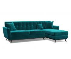 Canapé d'angle capitonné style scandinave en velours - Stockolm
