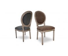Chaise médaillon louis xvi bois et simili cuir - Alderic