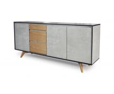 Bahut scandinave effet béton et bois clair - Svartan
