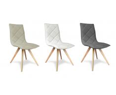 Chaise capitonnée similicuir pieds bois design scandinave - Solvig