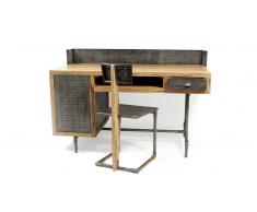 Bureau Belfast de style industriel en bois et métal
