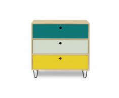 Commode 3 tiroirs style scandinave pieds épingle métal - Jalapa