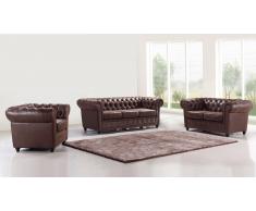 Salon chesterfield vintage aspect cuir vieilli 3+2+1 - Liverpool