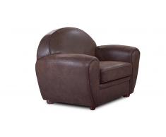 Fauteuil club vintage microfibre aspect cuir vieilli Jazzy