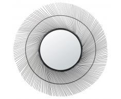 Miroir rond en fil de métal noir 100x99